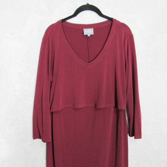 Milk Nursingwear Dress Womens Large Red Nursing Breastfeeding Front Flap - Picture 2 of 12